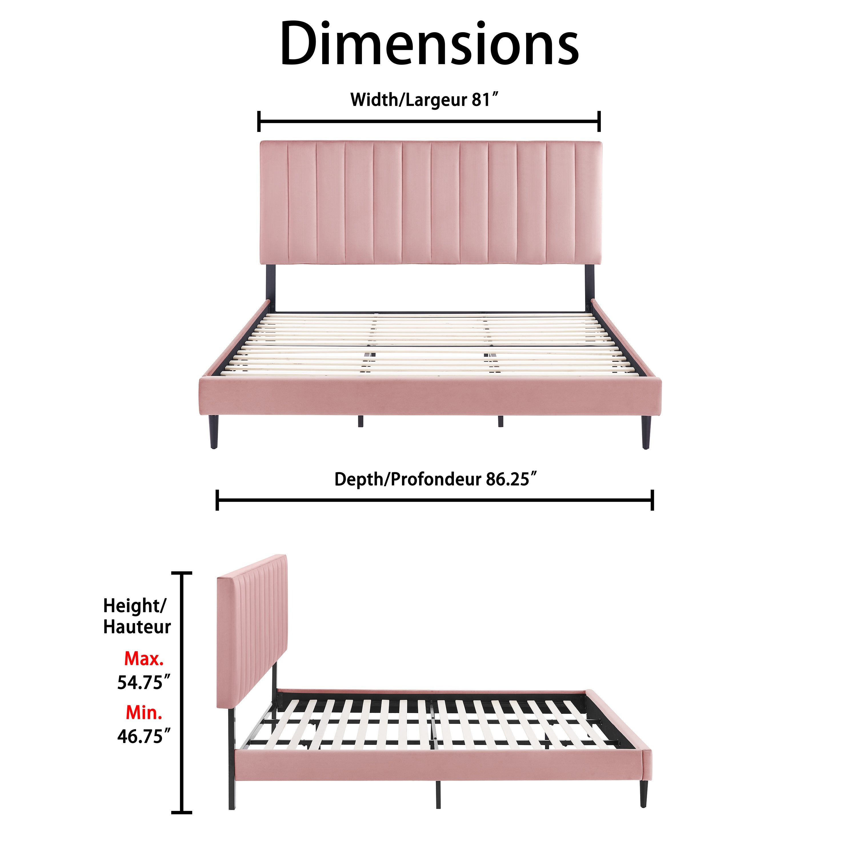 Kalina 3-Piece King Bed - Pink