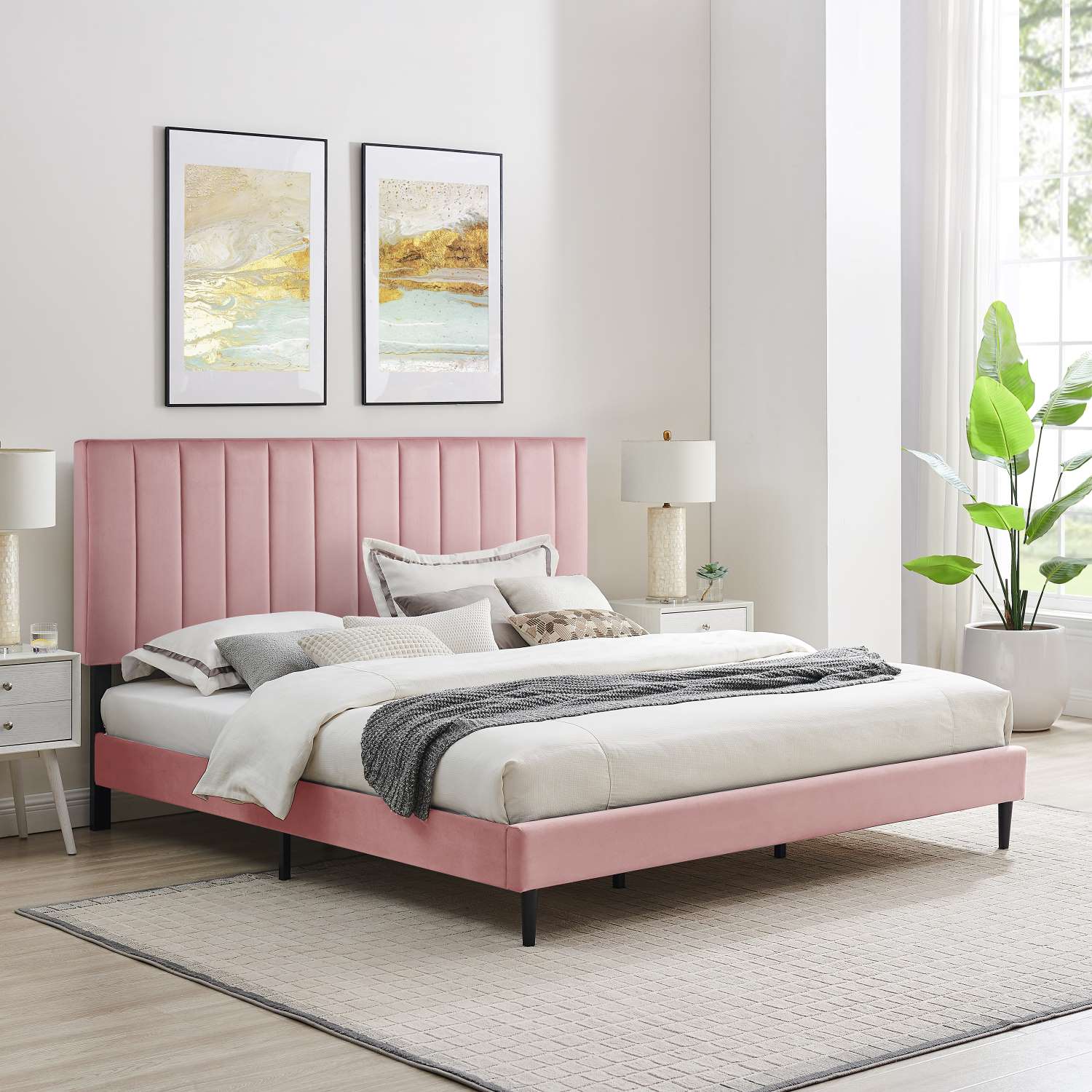 Kalina 3-Piece King Bed - Pink