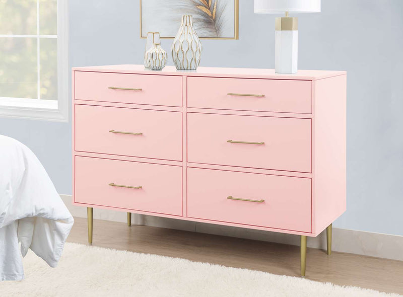 Valerie Glam 6-Drawer Dresser - Light Pink | Leon's Valerie Glam 6-Drawer Dresser - Light Pink | Leon's