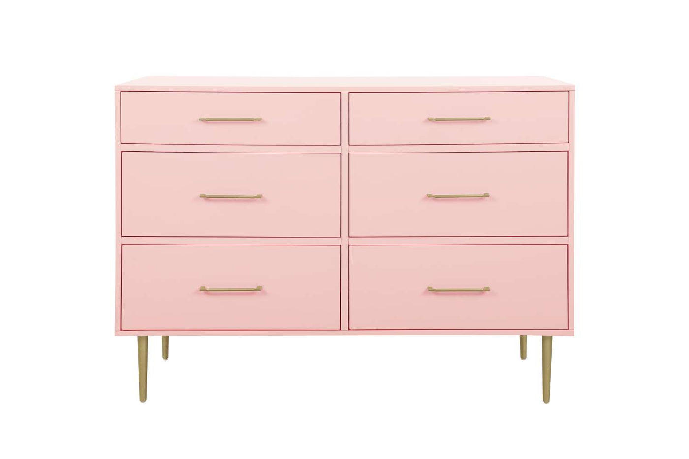 Valerie Glam 6-Drawer Dresser - Light Pink