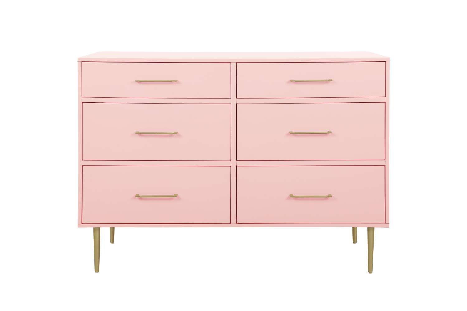 Valerie Glam 6-Drawer Dresser - Light Pink