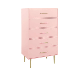 Valerie Glam 5 Drawer Chest - Light Pink