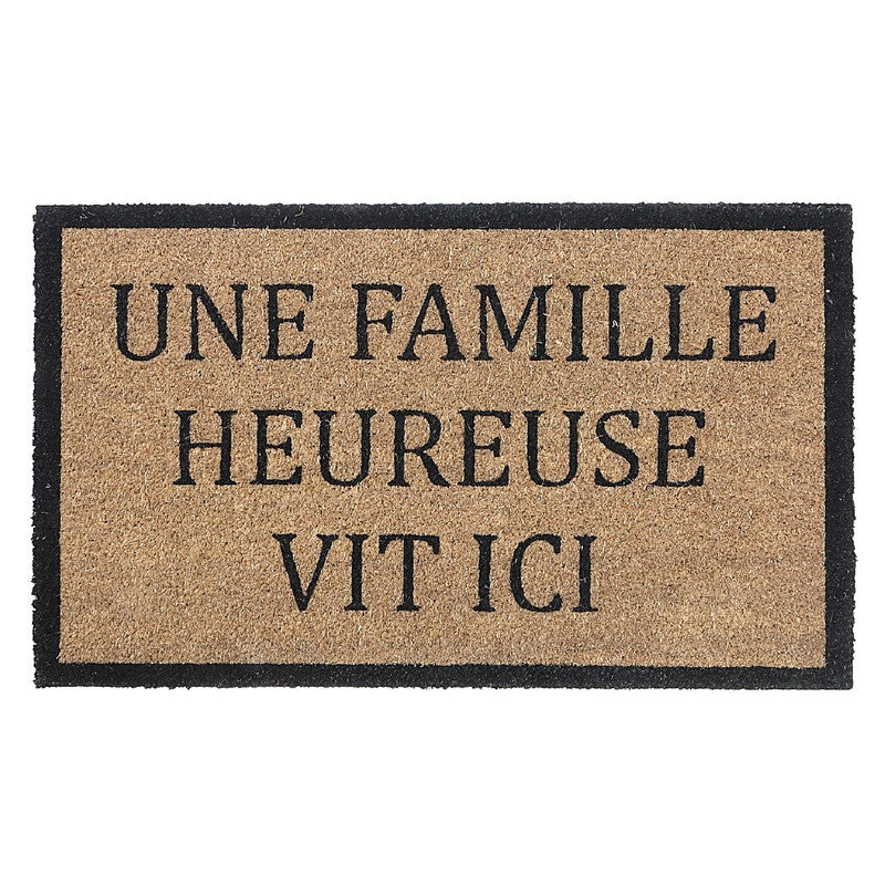 Capacho Coir Famille Heureuse Door Mat - Multi-Colour