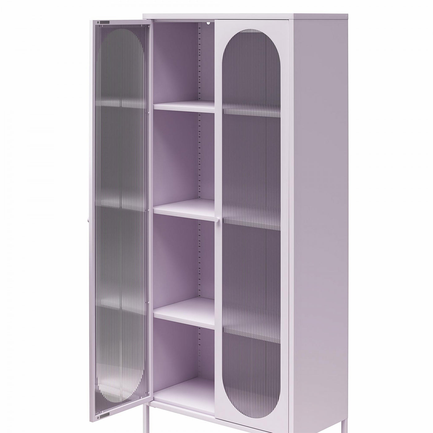 Luna Tall 2-Door Accent Cabinet with Fluted Glass - Lilac