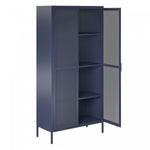Channing Tall 2 Door Storage Cabinet with Mesh Metal - Navy