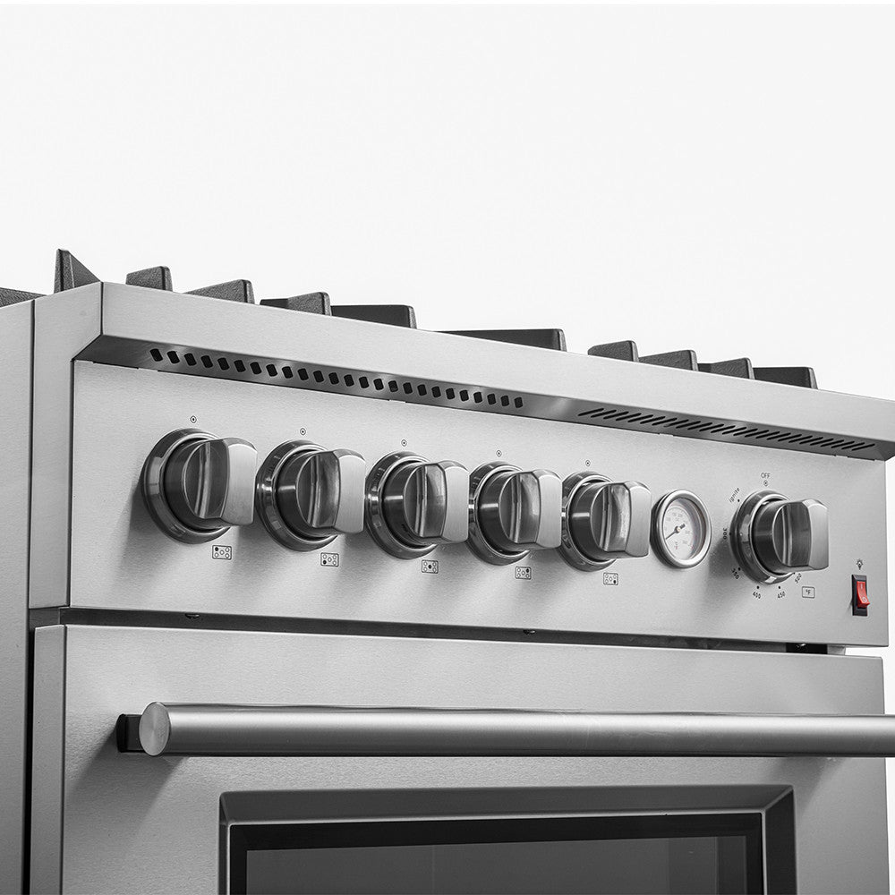 Forno Premium Stainless Steel Kitchen Package with Gas Range, Bottom Freezer Refrigerator and Dishwasher - FBDL-012-01CAUS