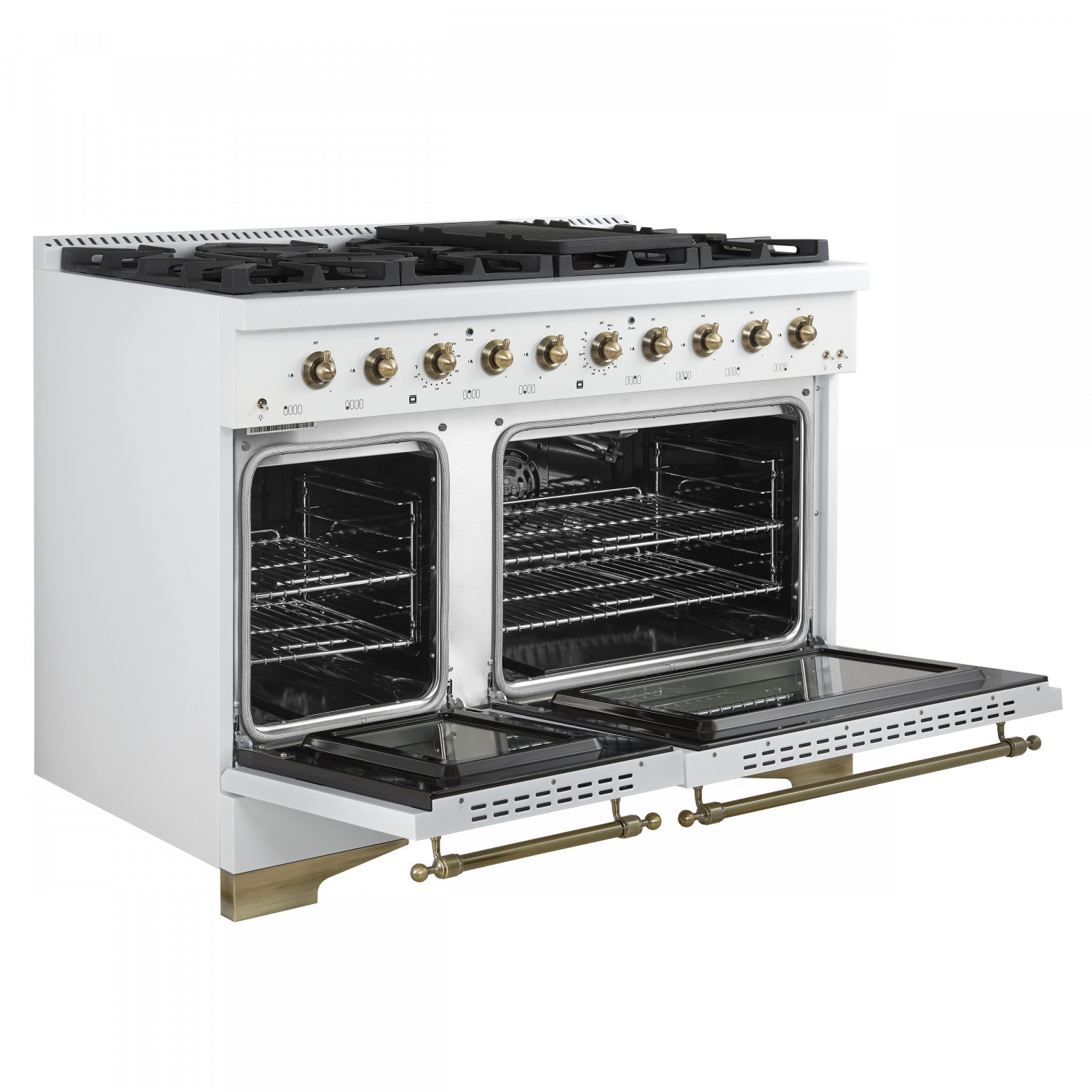 Forno Antico 48" White Freestanding Double Oven Gas Range (5.5 Cu. Ft.) - FFSGS6219-48WHT