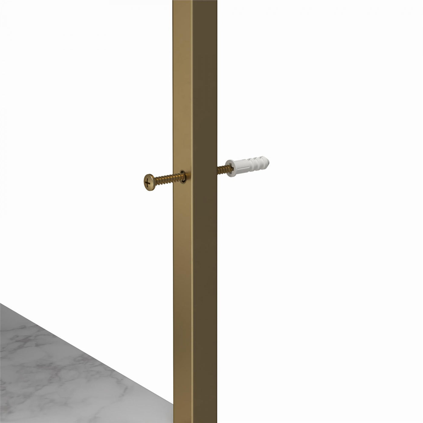 Gwyneth Closet with Hanging Rods - White Faux Marble/Golden Bronze