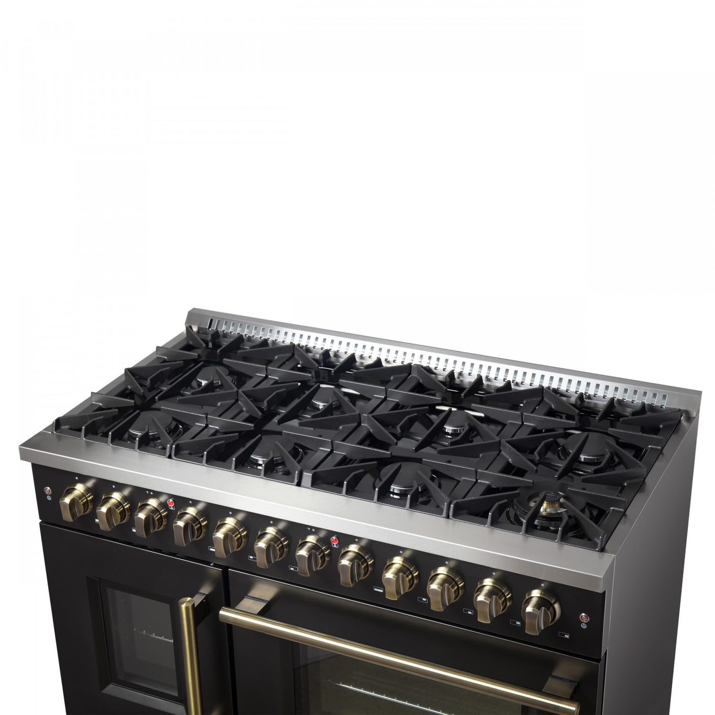 Forno Galiano 48" Black French Door Freestanding Dual Fuel Double Oven Range (6.58 Cu. Ft.) - FFSGS6356-48BLK