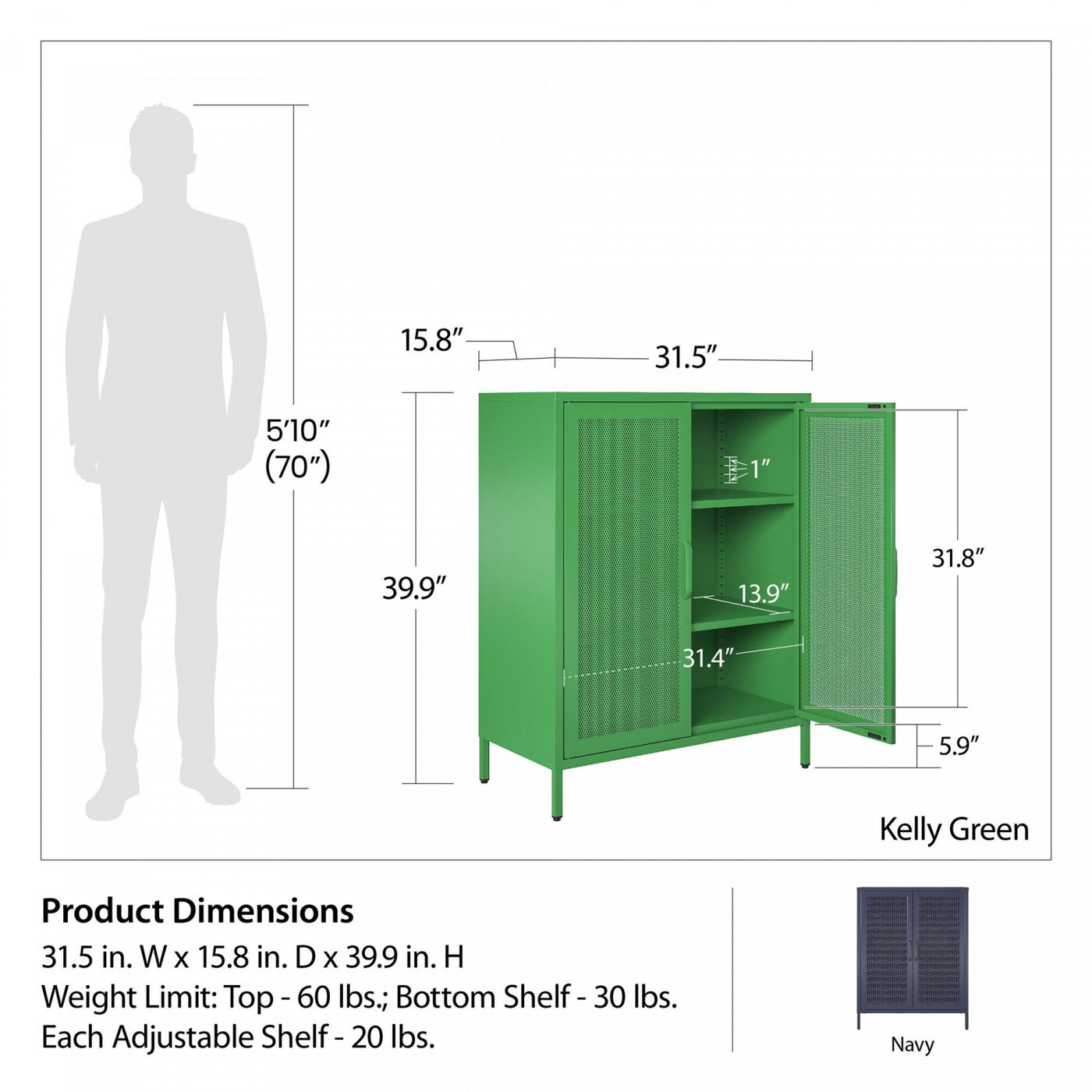 Channing 2 Door Storage Cabinet with Mesh Metal - Terracotta