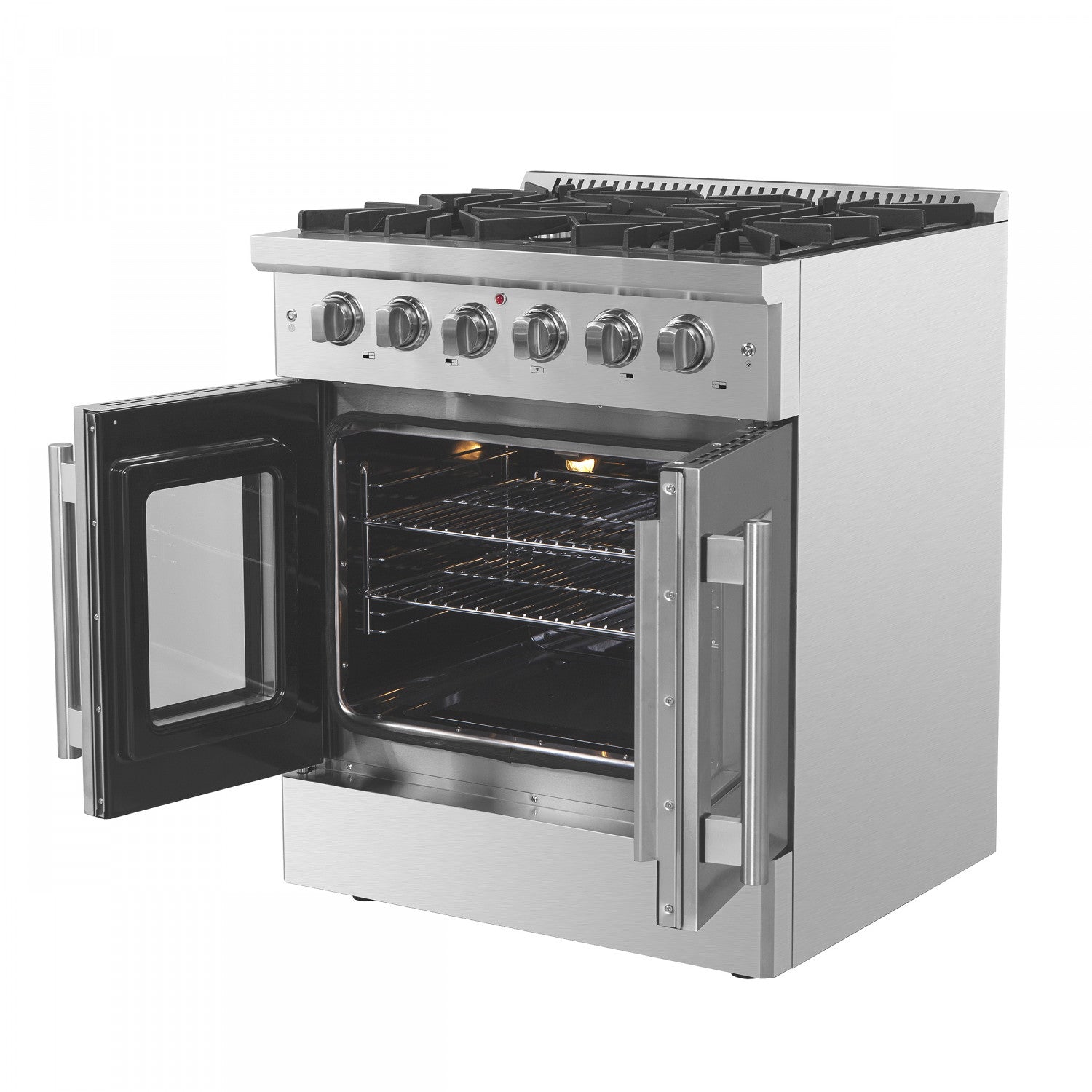 Forno Galiano 30" Stainless Steel French Door Freestanding Gas Range (4.32 Cu. Ft.) - FFSGS6444-30