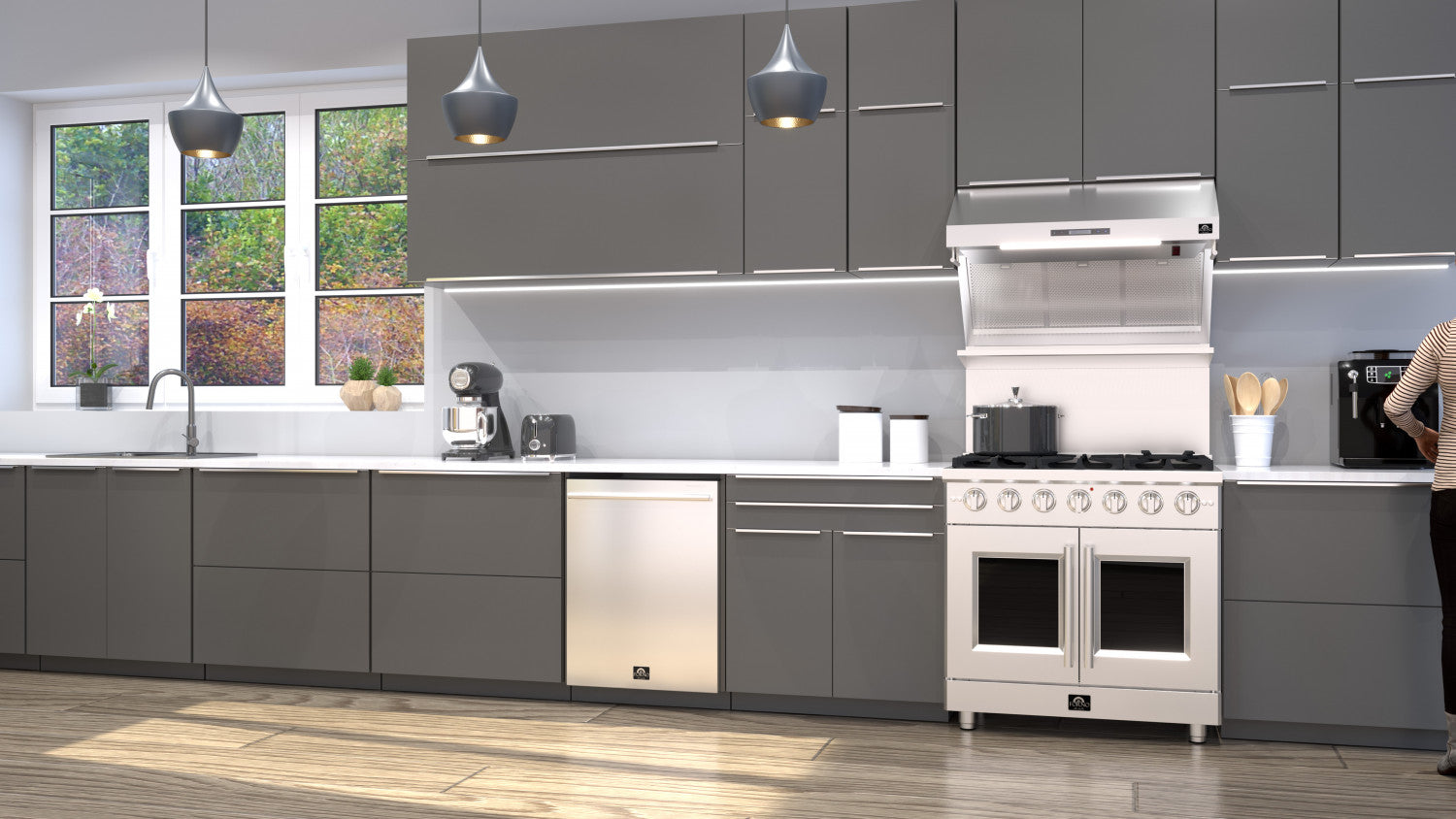 Forno Galiano 36" Stainless Steel French Door Freestanding Gas Range (5.36 Cu. Ft.) - FFSGS6444-36