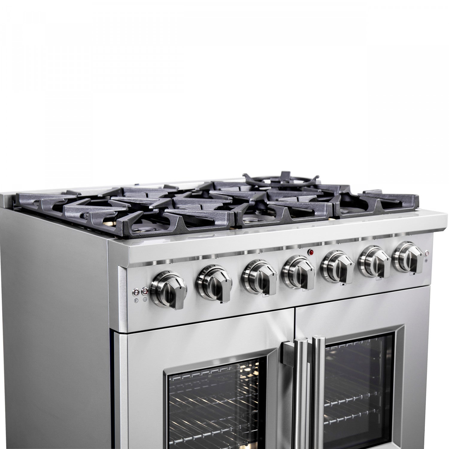 Forno Capriasca 36" Stainless Steel French Door Freestanding Gas Range with Air Fry (5.36 Cu. Ft.) - FFSGS6460-36