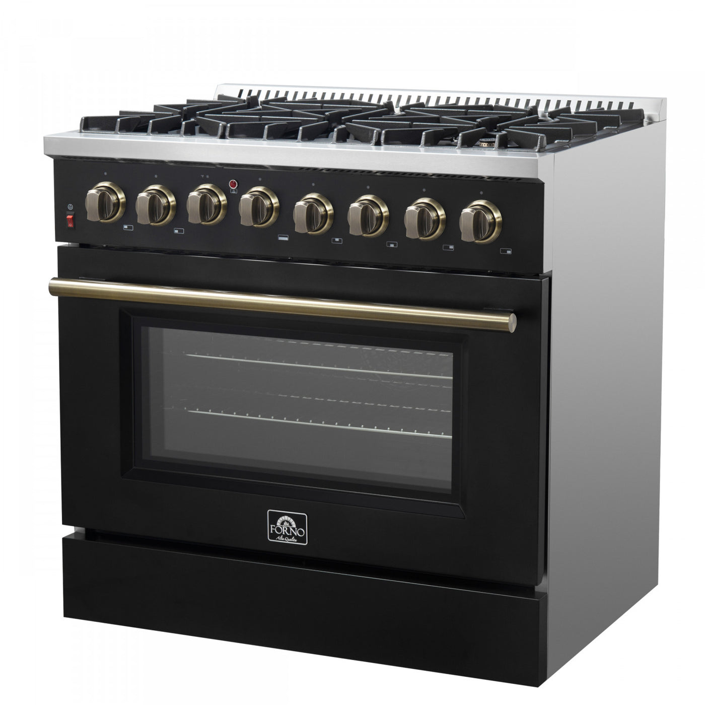 Forno Galiano 36" Black Dual Fuel Range (5.36 Cu. Ft.) - FFSGS6156-36BLK