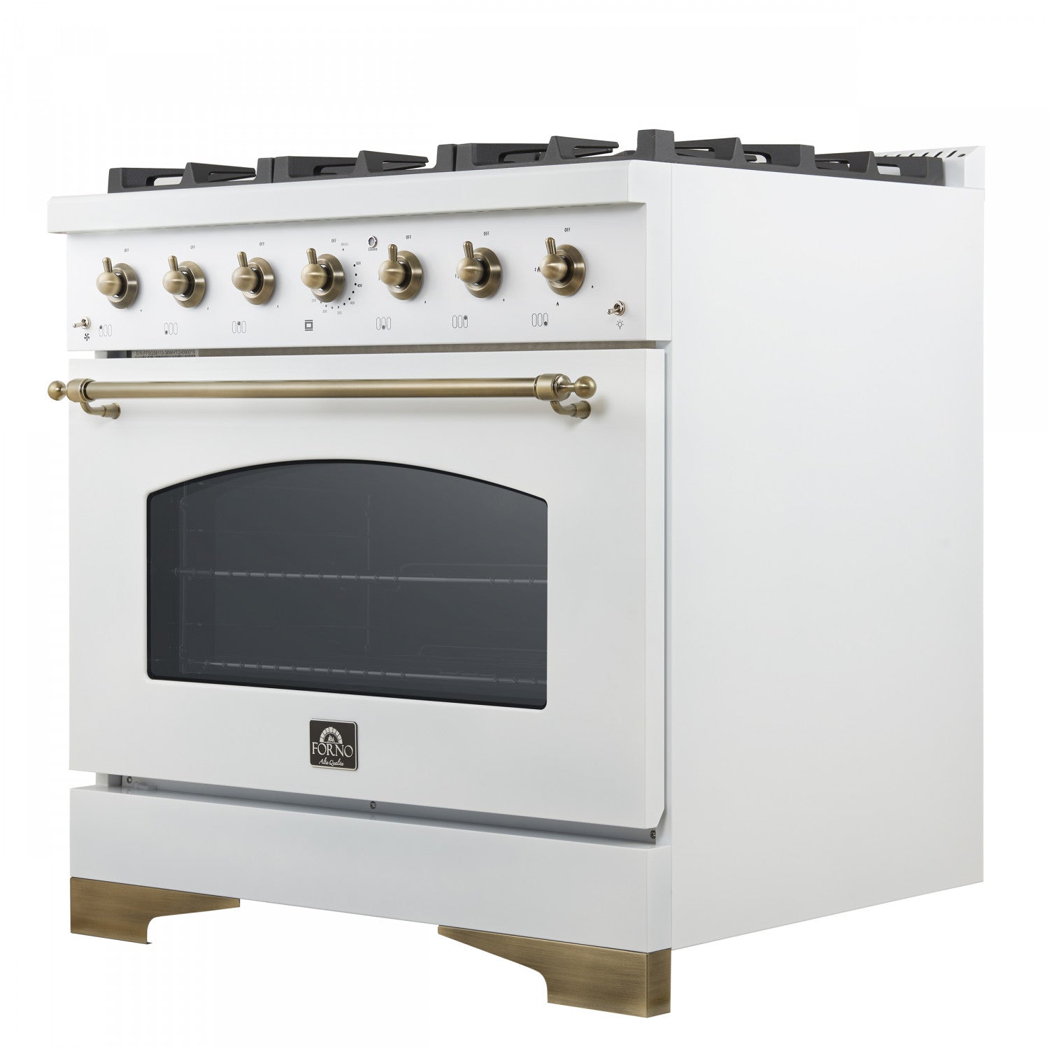 Forno Antico 36" White Freestanding Gas Range (4.5 Cu. Ft.) - FFSGS6219-36WHT