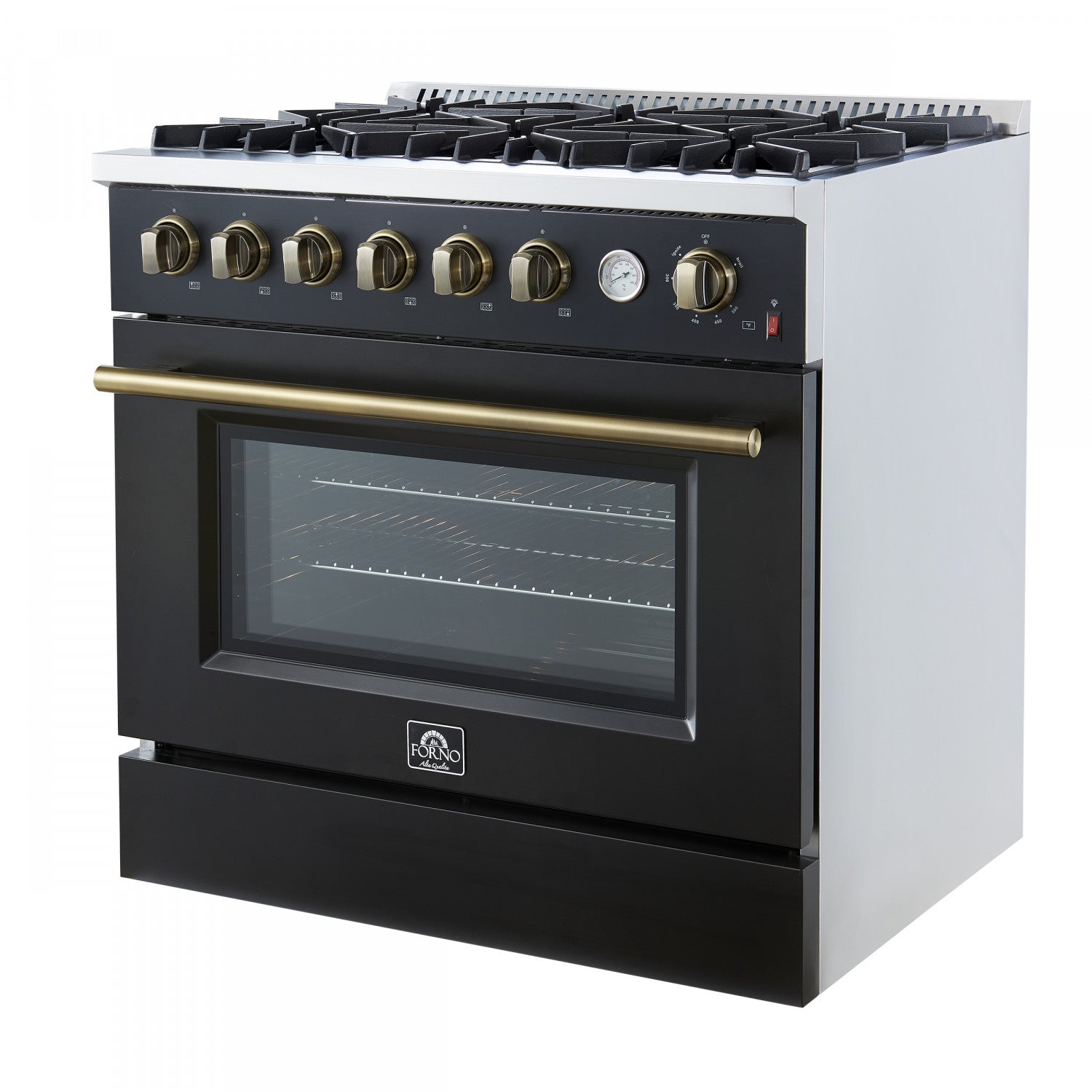 Forno Marco 36" Black Freestanding Gas Range (5.36 Cu. Ft.) - FFSGS6277-36BLK