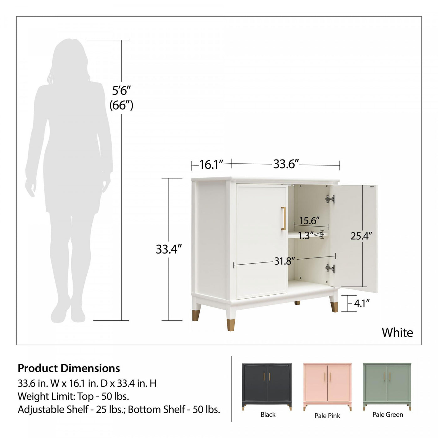Westerleigh 2-Door Accent Cabinet - Pale Pink