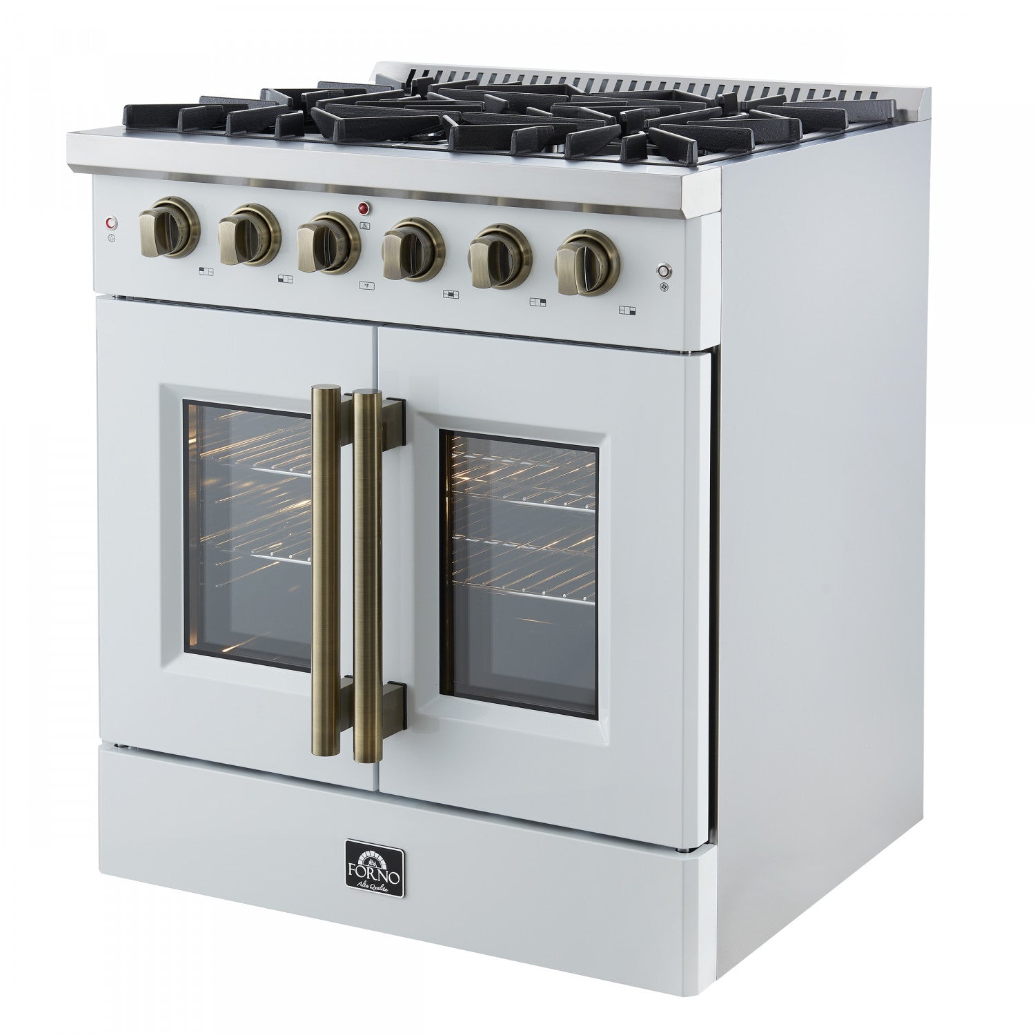 Forno Galiano 30" White French Door Freestanding Gas Range (4.32 Cu. Ft.) - FFSGS6444-30WHT