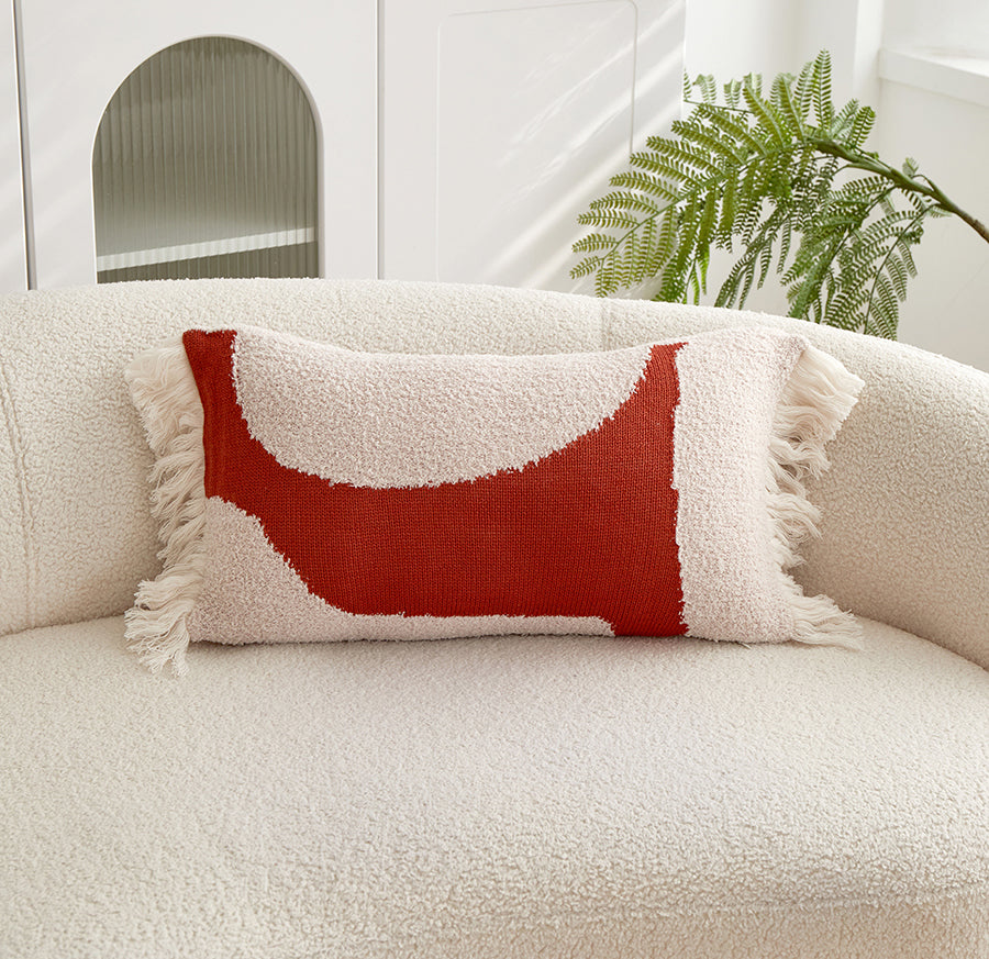 In The Abstract 12 x 20" Cushion - Beige, Red