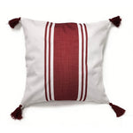 Garden Party Outdoor Decorative Accent Cushion with Tassels - Red, White