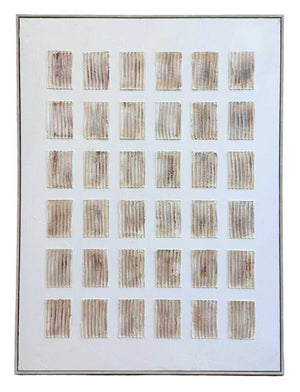 Rustic Charm Textured Geometric Raised Vertical Squares Design Art - Brown, Beige