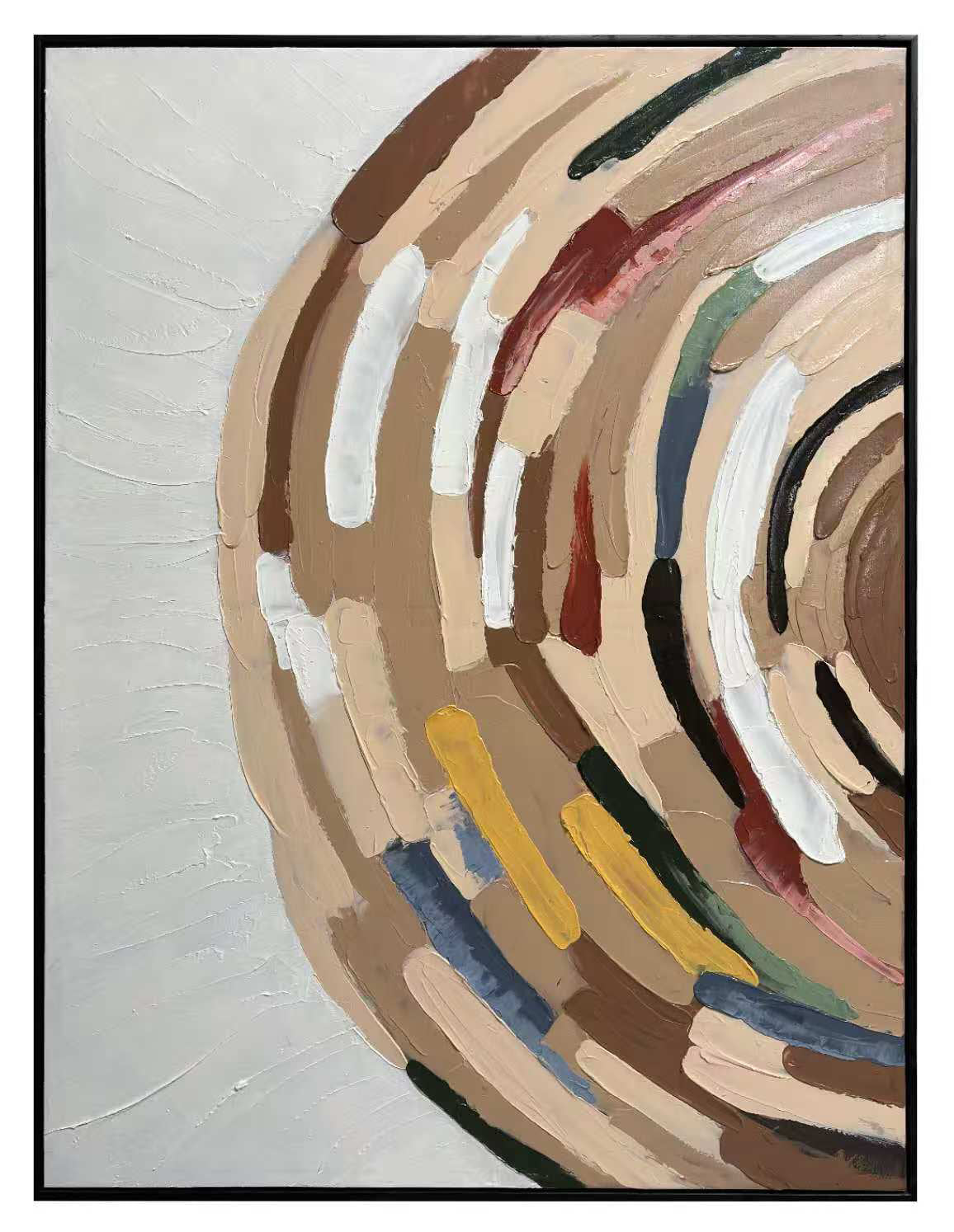 Rustic Charm Sweeping Circular Design Art - Brown, Beige