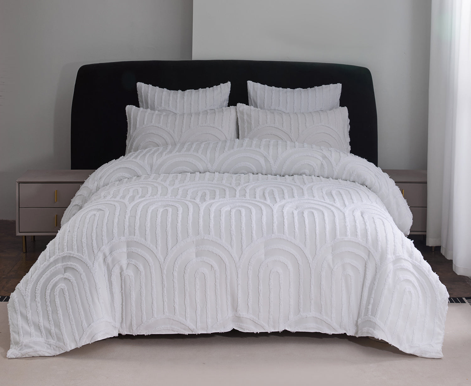 Rustic Charm 5-Piece King Comforter Set - White