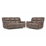 Allie Leather Dual Power Reclining Sofa and Loveseat Set - Mocha