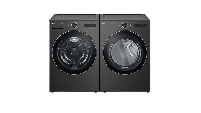 LG Black Steel Front Load Washer with AI DD™ 2.0 and LCD Knob (5.8