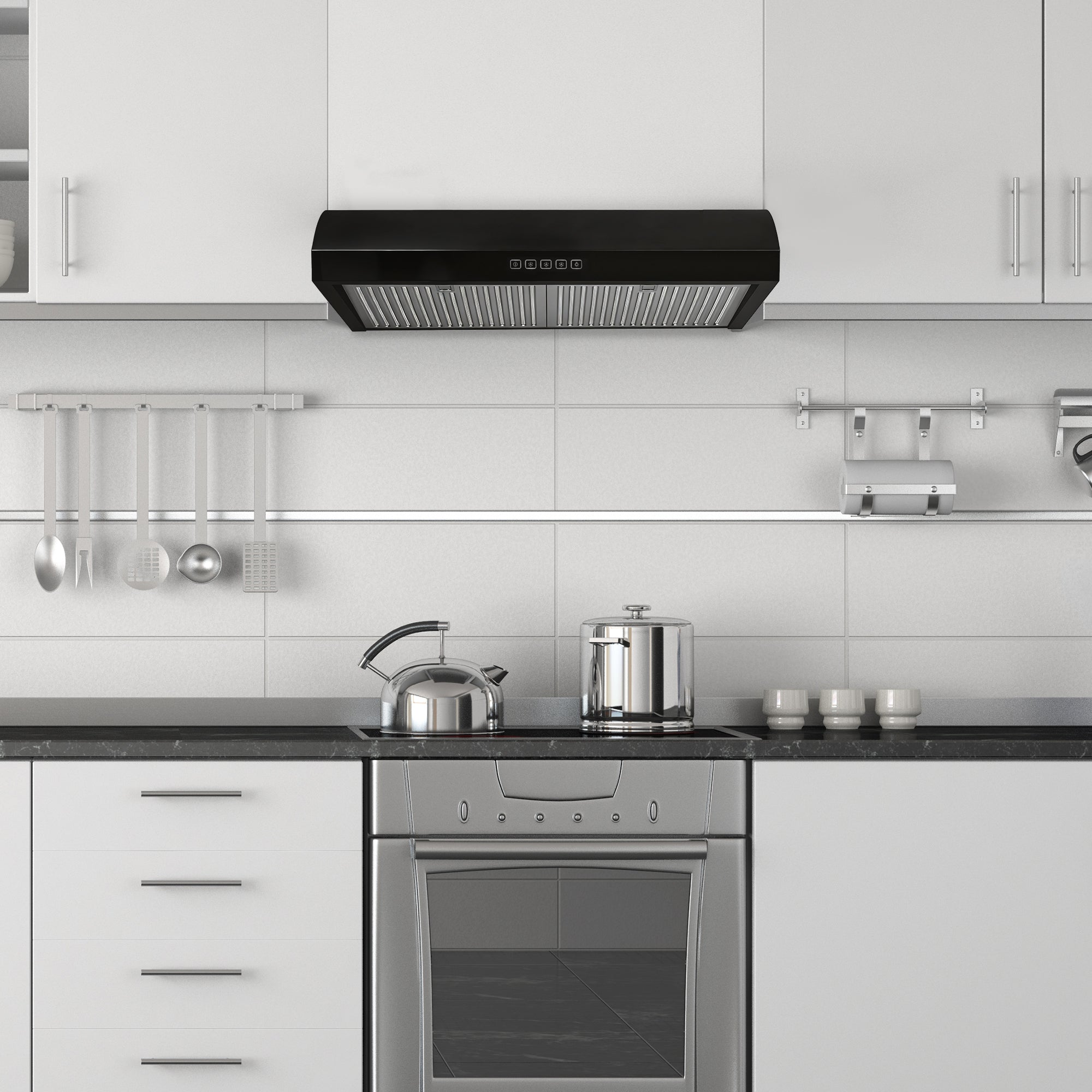 Hauslane Chef Series Black 30" 400 CFM Under Cabinet Range Hood - UC-B018BLK-30