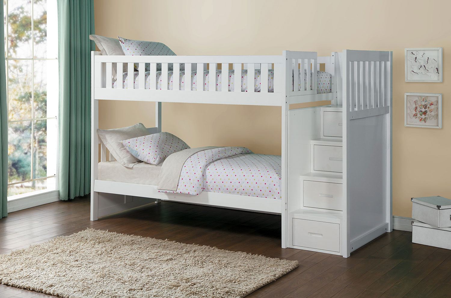 Noelle Twin Step Bunk Bed - White