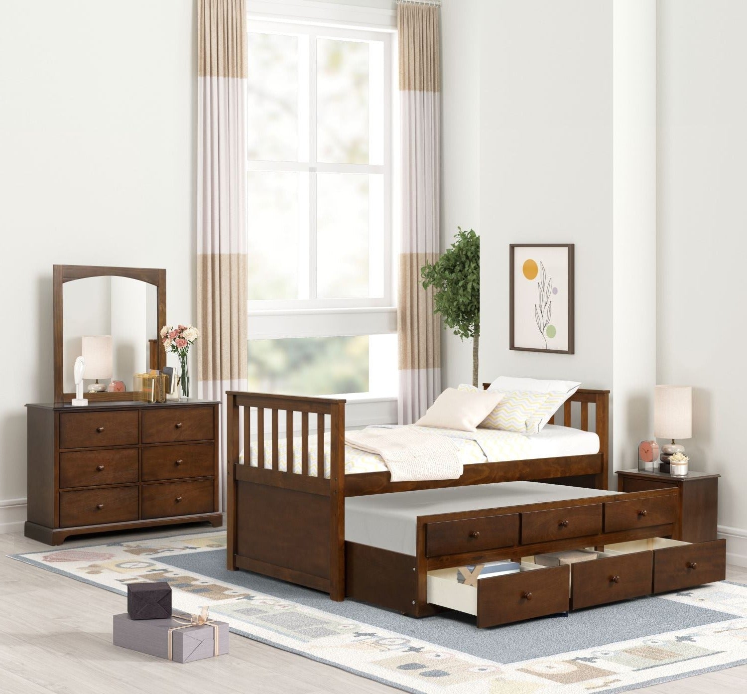 Trudy 3-Piece Twin Captain Bed with Trundle - Espresso