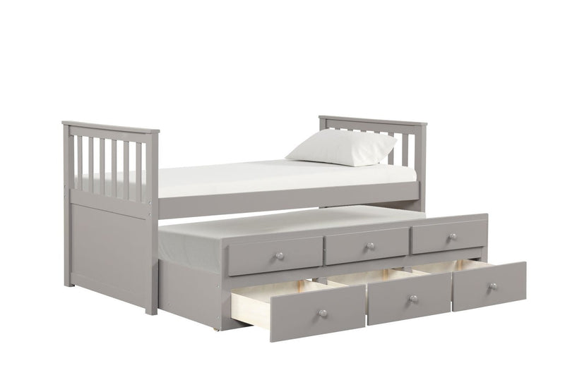 Trudy 6Piece Twin Captain Bedroom Package with Trundle Grey Leon's