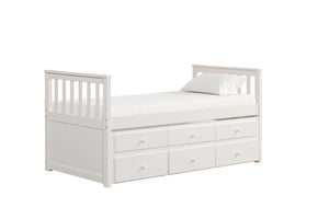 Trudy 3-Piece Twin Captain Bed with Trundle - White