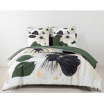 In Full Bloom 5-Piece Queen Comforter Set - White, Green, Black