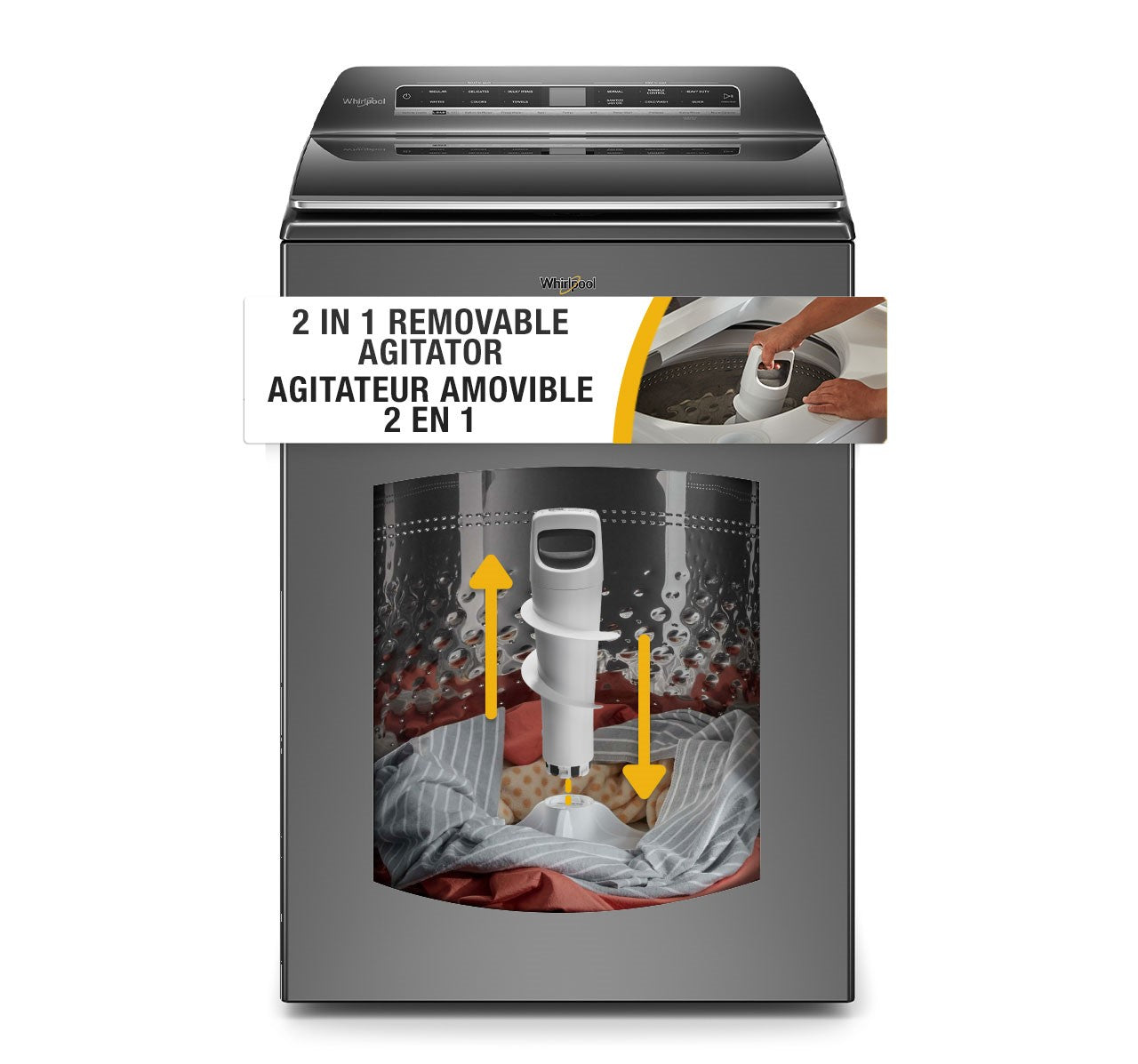 Whirlpool Chrome Shadow Top Load Washer with 2 in 1 Removeable Agitator (6.0 Cu Ft) - WTW8127LC