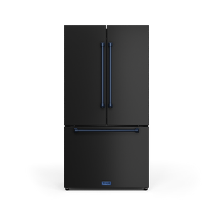 Thor Kitchen - Gordon Ramsay Collection 36" 20.3 Cu. Ft. Matte Black Counter-Depth French Door Refrigerator with Ice Maker - RF3621CTD00-BLU
