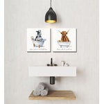 Bathtime Friends VII Wall Art - White/Black/Brown - 16 X 16 - Set of 2