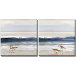 Surf Birds Wall Art - Blue - 16 X 16 - Set of 2