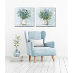 Blue Blooms I Wall Art - Blue/Green/White - 24 X 24