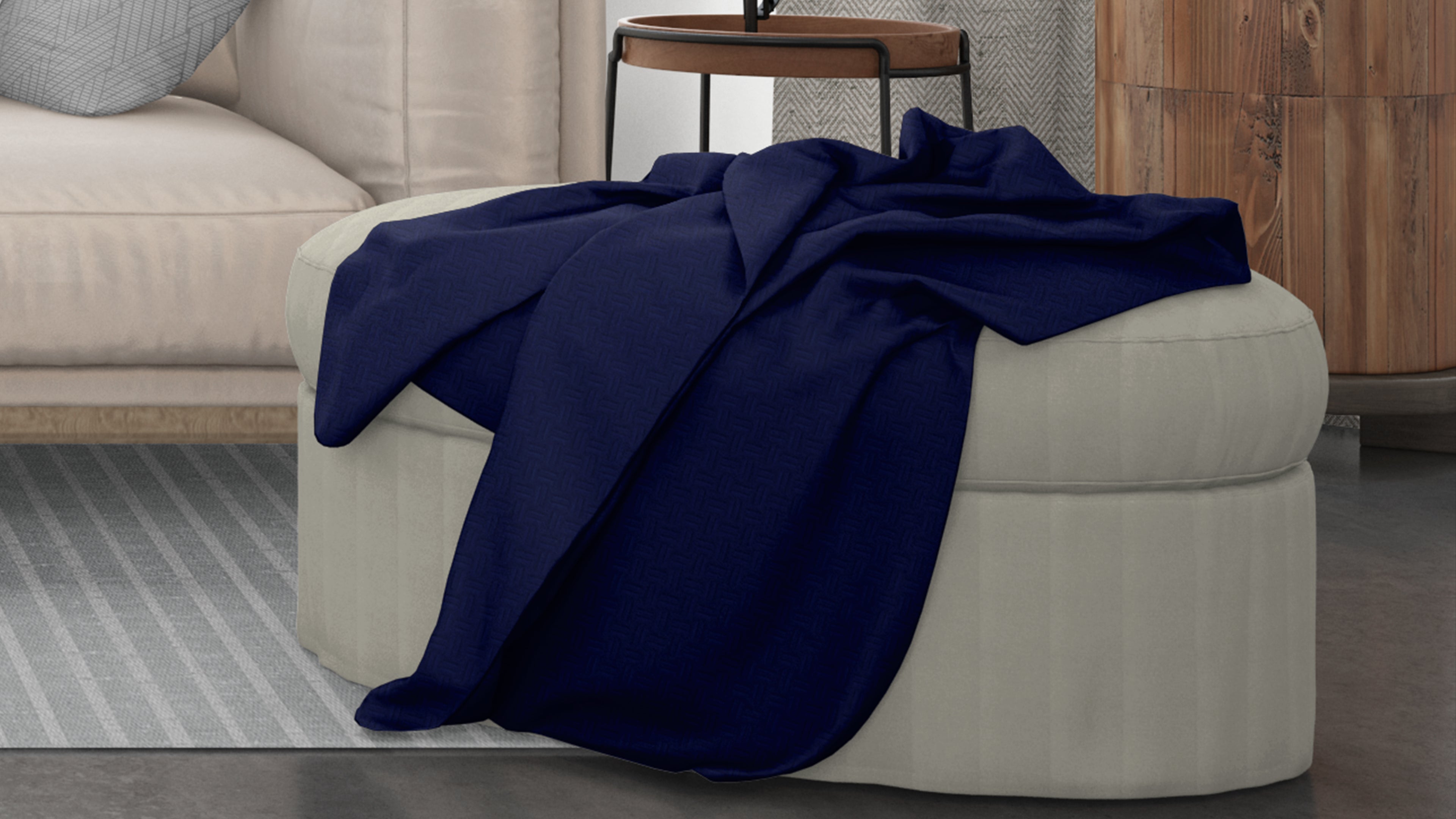 Cotton House Double/Queen Textured Blanket - Blue