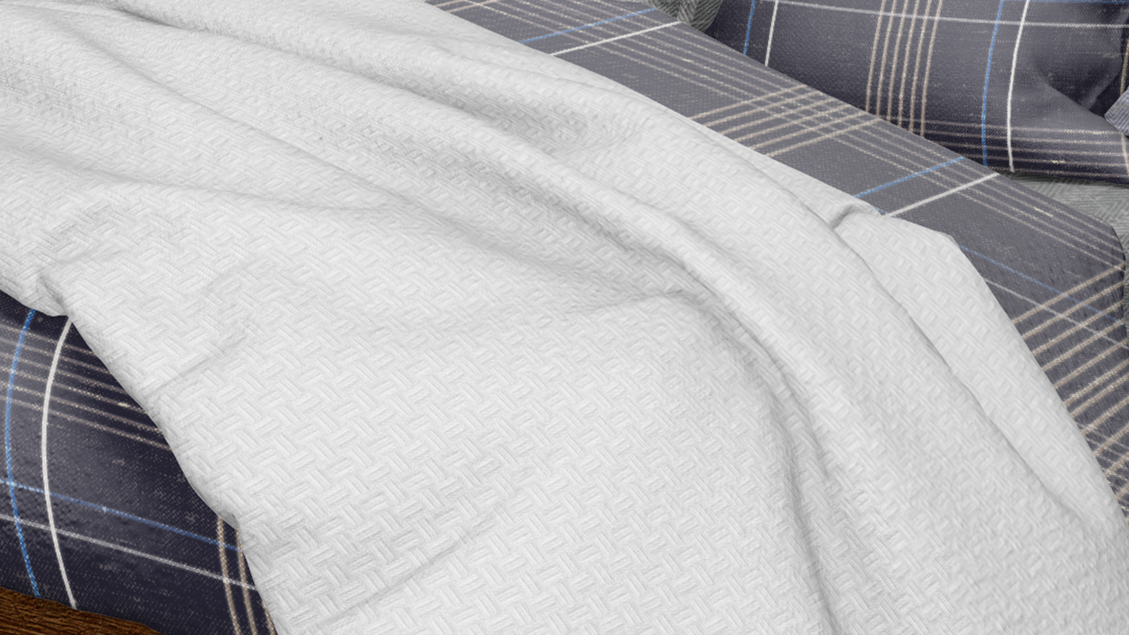 Cotton House Twin Textured Blanket - White