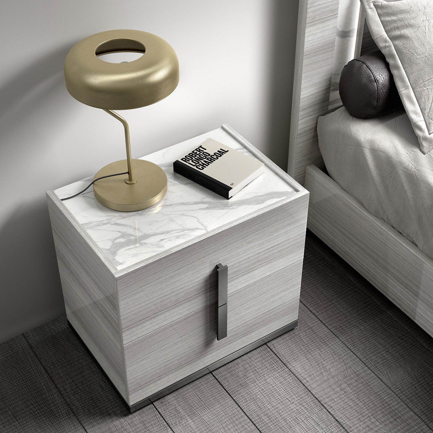 Carrara Night Table - Grey, White