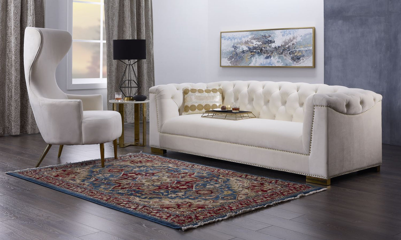 Corlett Velvet Sofa - Cream