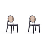 Koldby Round Dining Chair - Black/Natural Cane - Set of 2