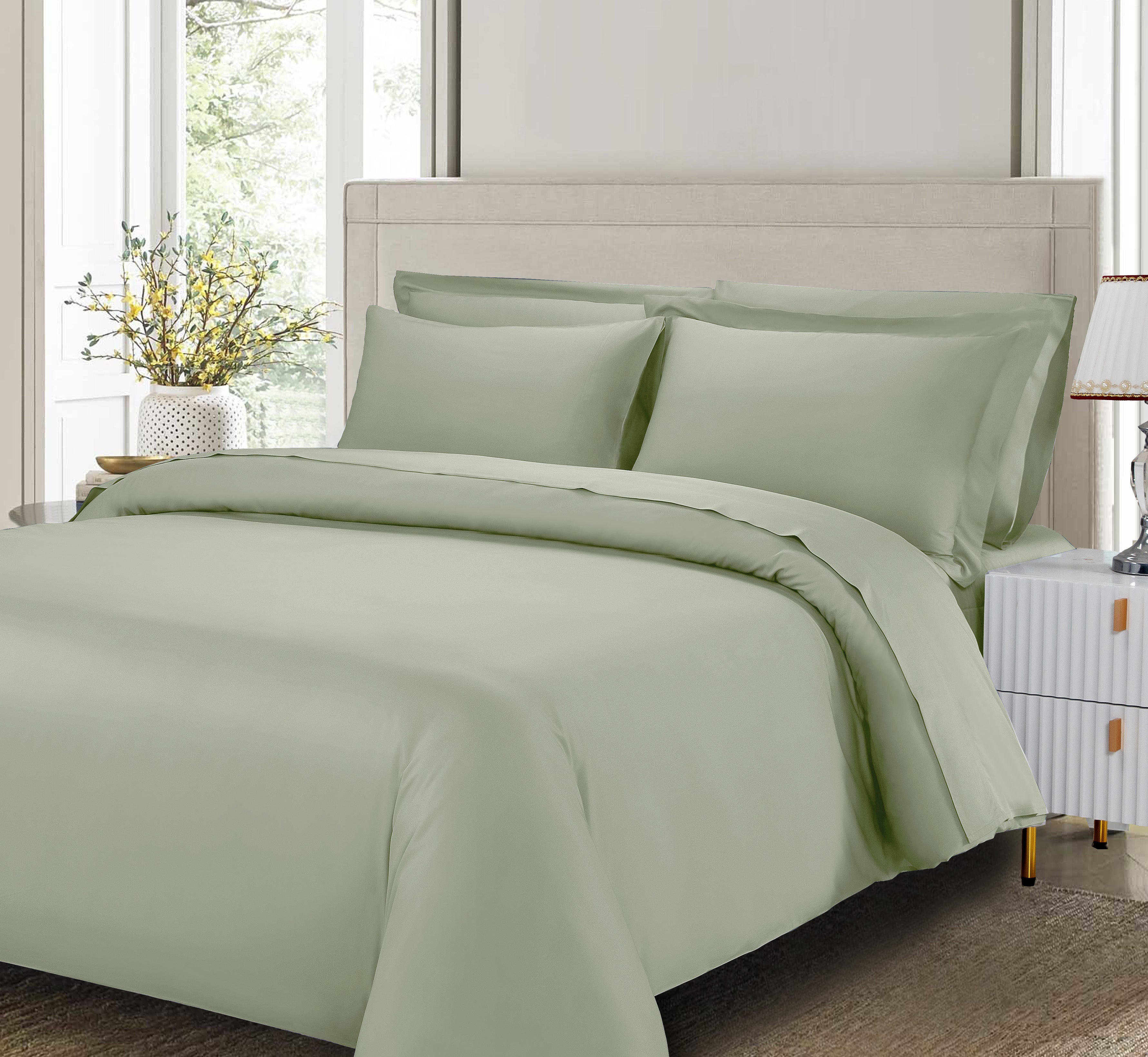 Cotton House 3-Piece Queen Bamboo Duvet Cover Set - Green