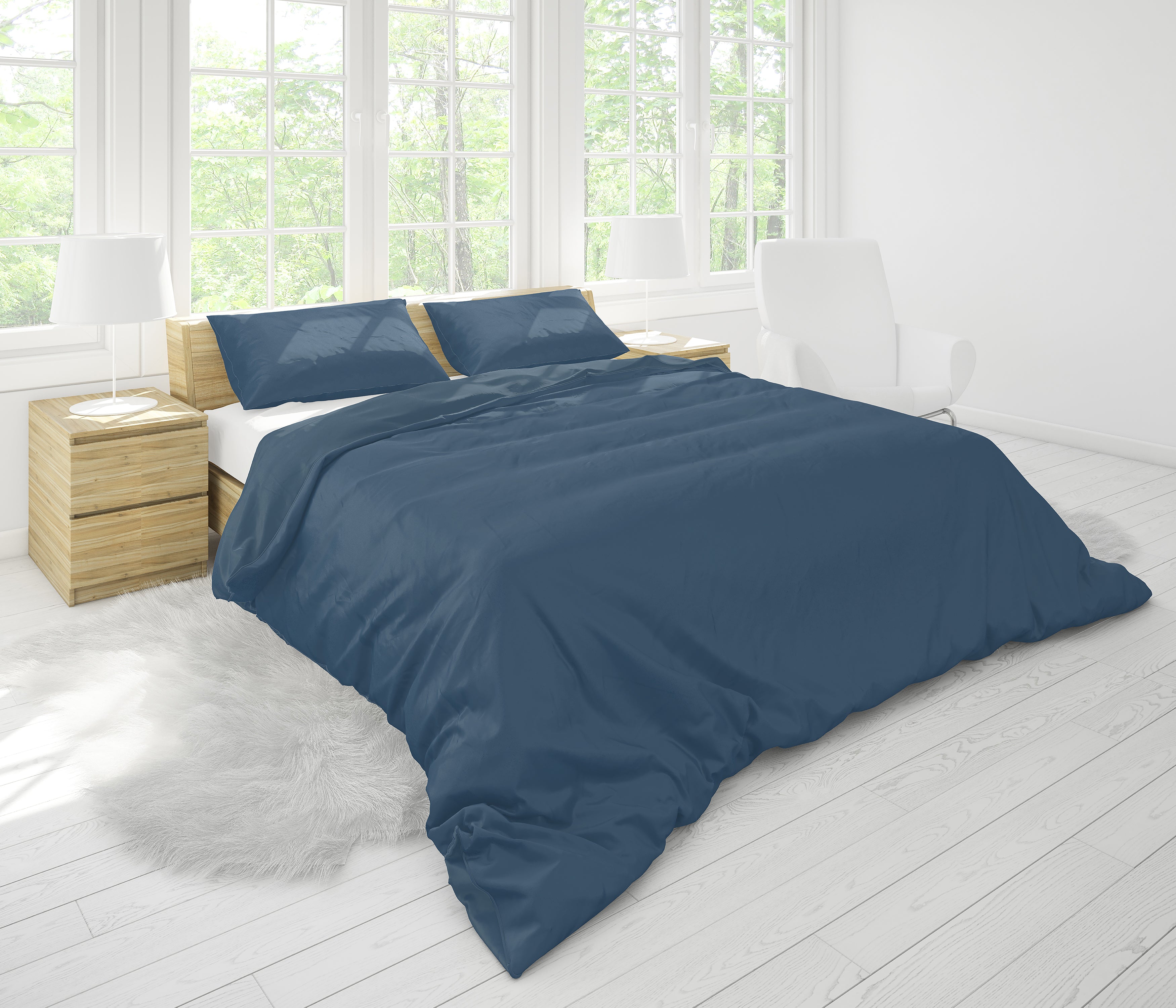 Cotton House 3-Piece Queen Duvet Cover Set - Blue