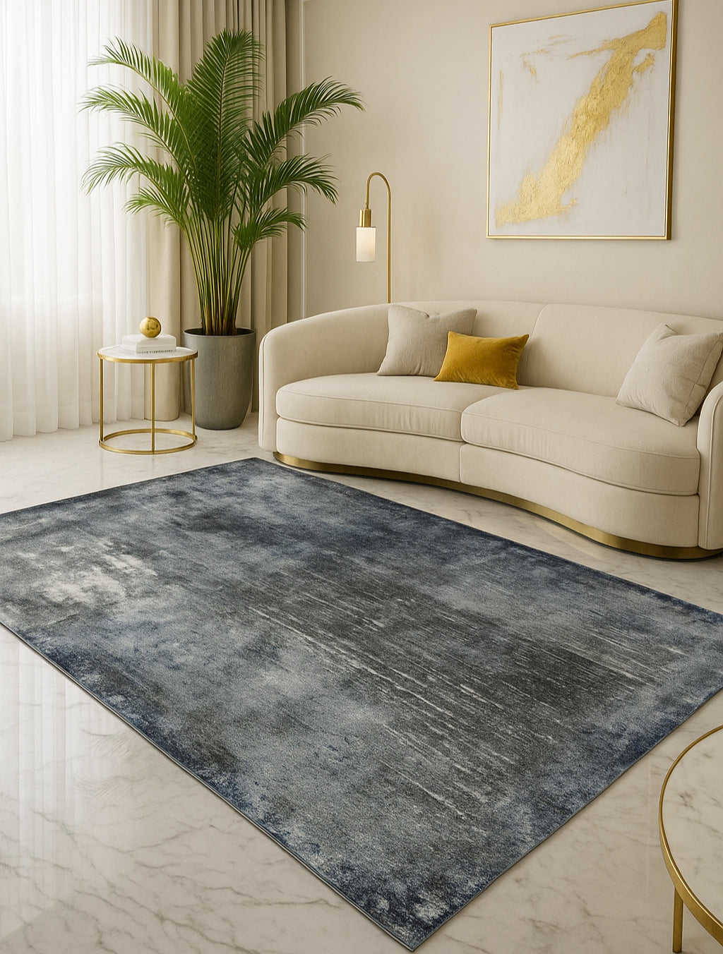 Merinos Diamond 6'6" x 9'5" Area Rug - Blue, Grey