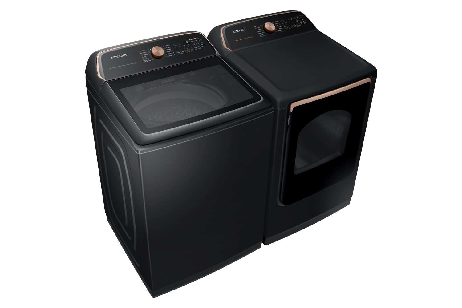 Samsung Black Stainless Ultra Capacity Top Load Washer (6.2cu.ft) & Smart Electric Dryer with Pet Care (7.4cu.ft) - WA54CG7550AVA4/DVE54CG7550VAC