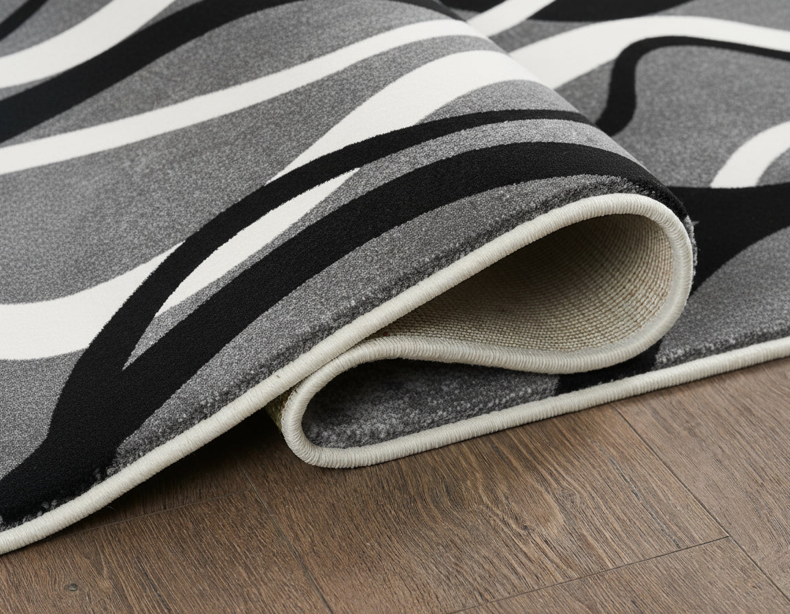 Merinos Diamond 7'8" x 10'8" Area Rug with Underpad - Grey